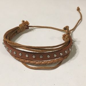 Faux leather multi strand bracelet NWOT